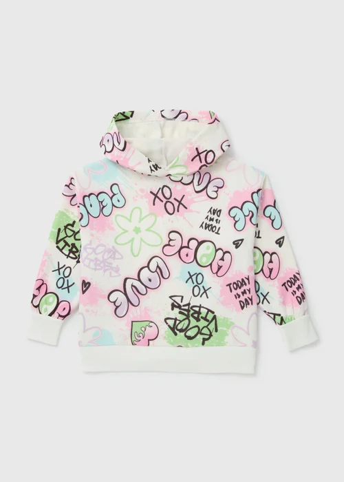 Girls White Graffiti Hoodie (7-15yrs) - 7 Yrs Image 1