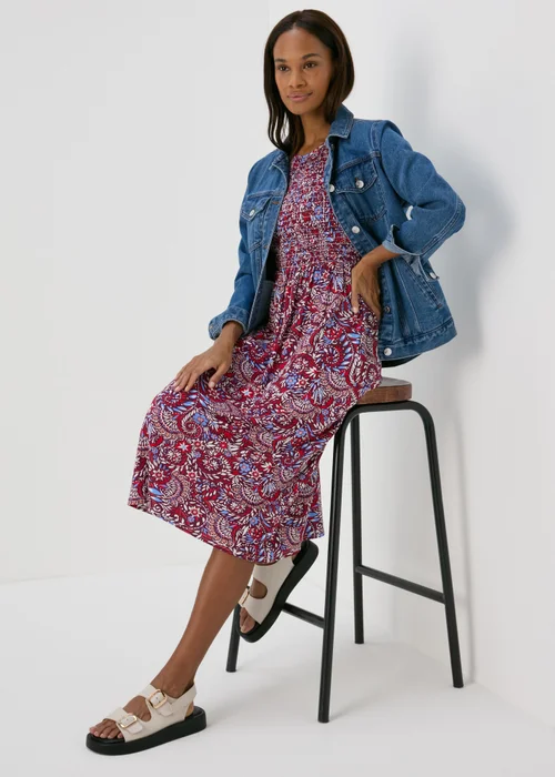 Multicolour Shirred Bodice Midi Dress - 8 Image 4