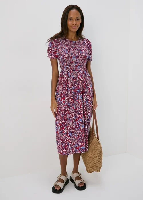 Multicolour Shirred Bodice Midi Dress - 8 Image 1