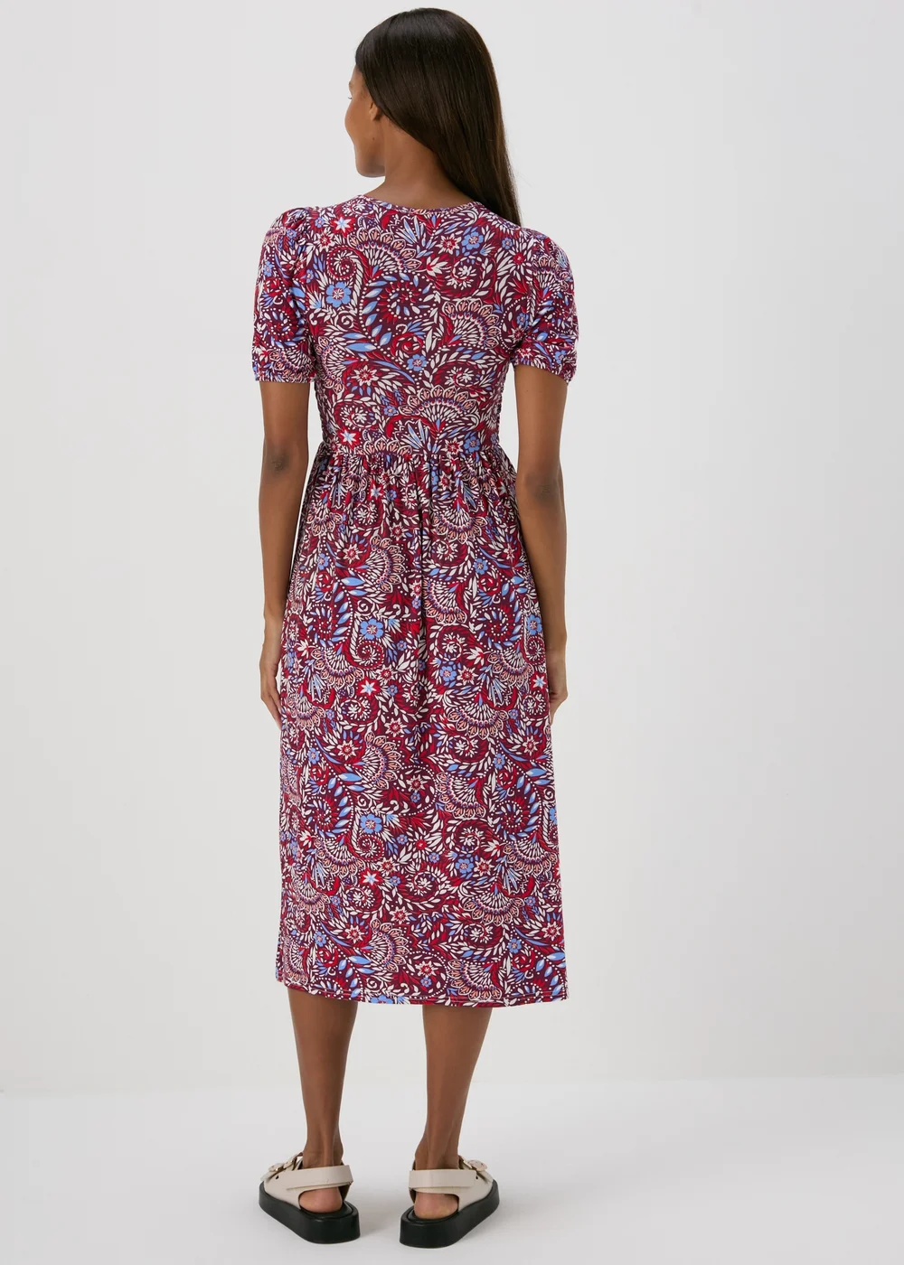 Multicolour Shirred Bodice Midi Dress - 8 Image 2