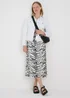 Black Animal Print Shirred Bodice Midi Dress - Size 8 Image 4