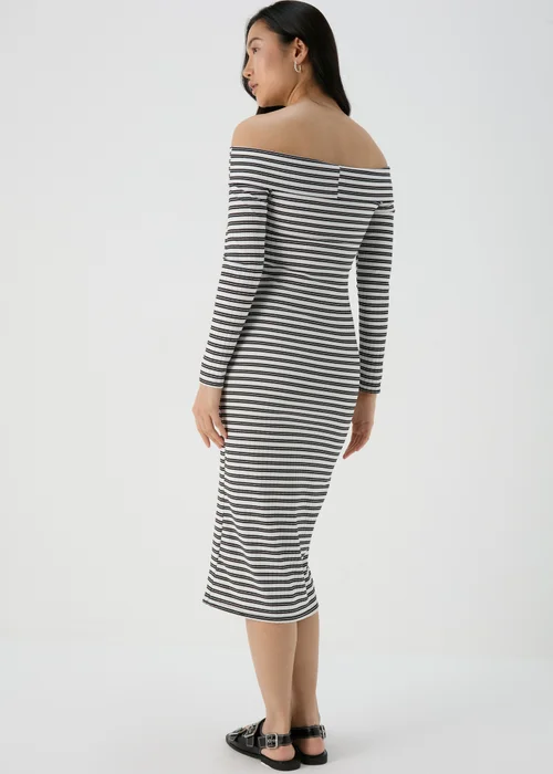 Black Mono Ribbed Bardot Dress - 8 Image 2