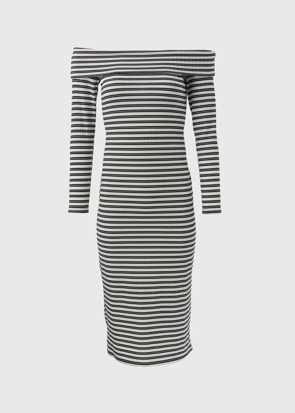 Black Mono Ribbed Bardot Dress - 8 Image 5