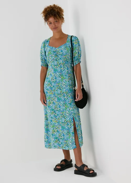 Blue Floral Midi Tea Dress - 8 Image 4