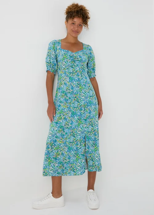 Blue Floral Midi Tea Dress - 8 Image 1
