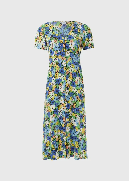 Multicolour Floral Button Through Midi Dress - 8 Image 5