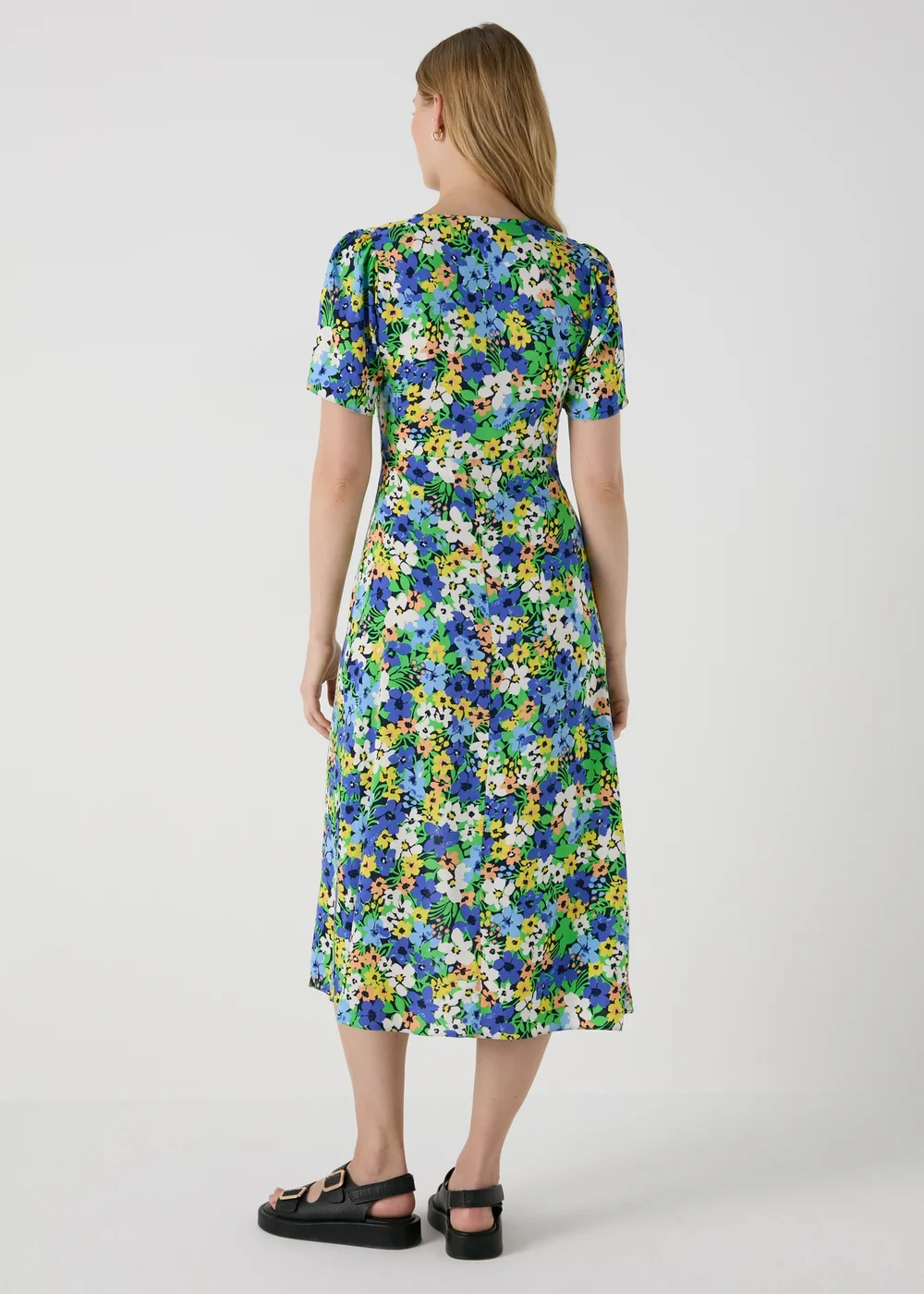 Multicolour Floral Button Through Midi Dress - 8 Image 2