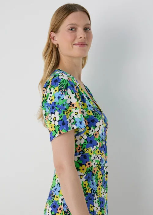 Multicolour Floral Button Through Midi Dress - 8 Image 3
