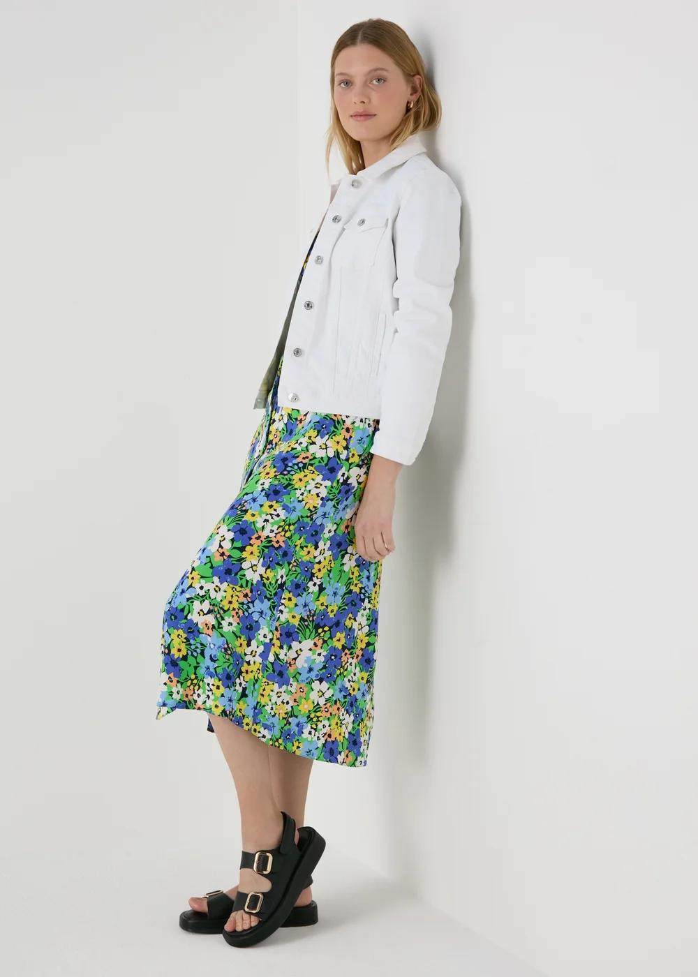 Multicolour Floral Button Through Midi Dress - 8 Image 4