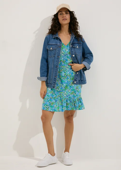 Blue Floral Mini Tea Dress - 8 Image 4