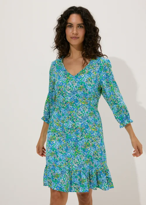Blue Floral Mini Tea Dress - 8 Image 1