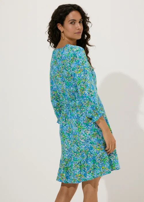 Blue Floral Mini Tea Dress - 8 Image 3