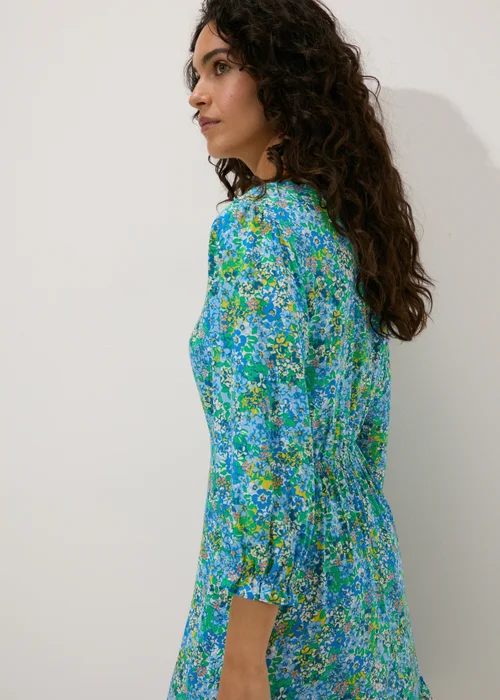 Blue Floral Mini Tea Dress - 8 Image 2