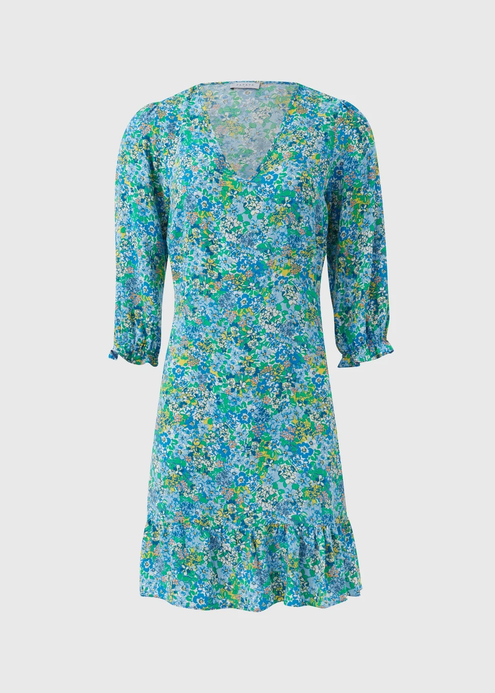 Blue Floral Mini Tea Dress - 8 Image 5