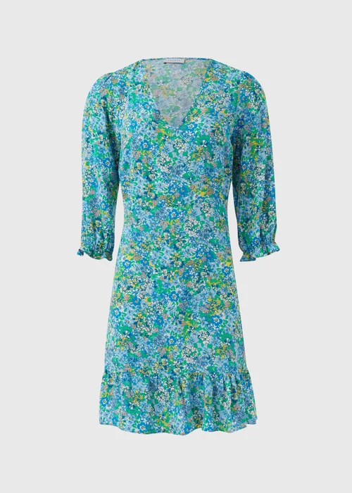 Blue Floral Mini Tea Dress - 8 Image 5