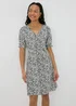 Black & White Floral Print Mini Dress - Size 8 Image 1