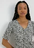 Black & White Floral Print Mini Dress - Size 8 Image 3
