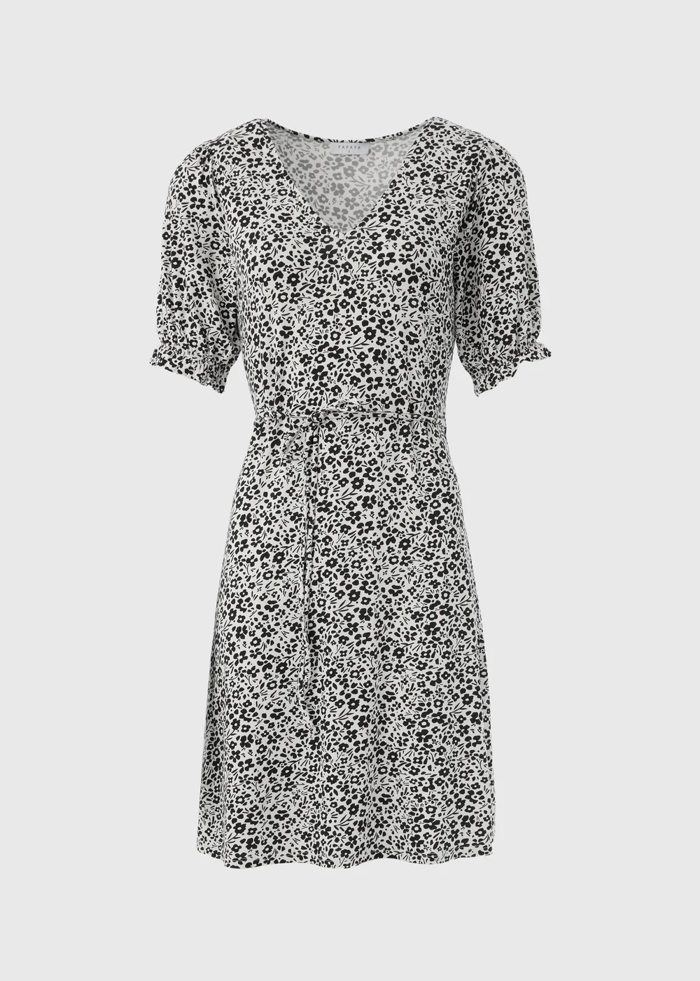 Black & White Floral Print Mini Dress - Size 8 Image 5