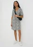 Black & White Floral Print Mini Dress - Size 8 Image 4