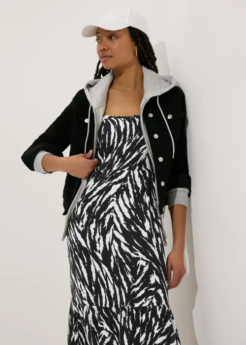Black Zebra Print Cami Midi Dress - 8 Image 1
