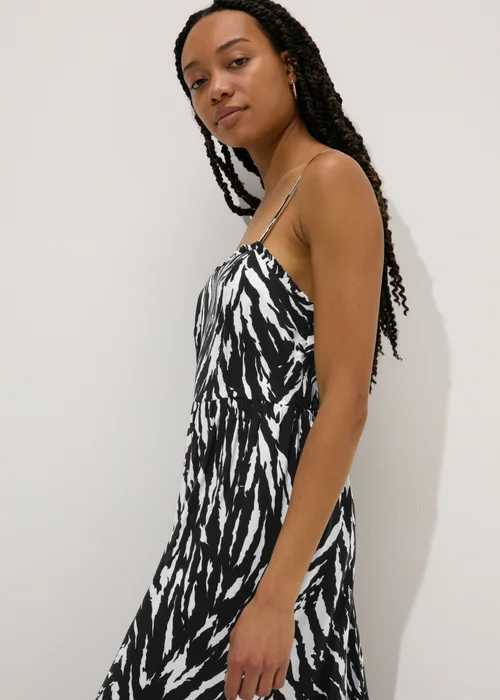 Black Zebra Print Cami Midi Dress - 8 Image 3