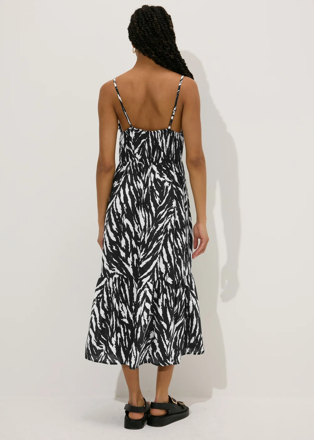 Black Zebra Print Cami Midi Dress - 8 Image 2