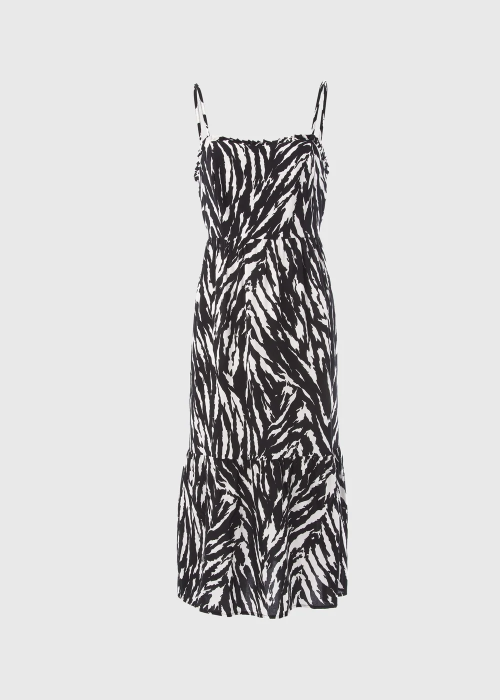 Black Zebra Print Cami Midi Dress - 8 Image 5