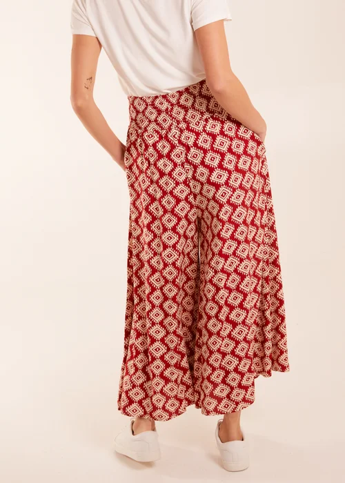 Blue Vanilla Shirred Waist Wide Leg Aztec Trouser - S Image 5