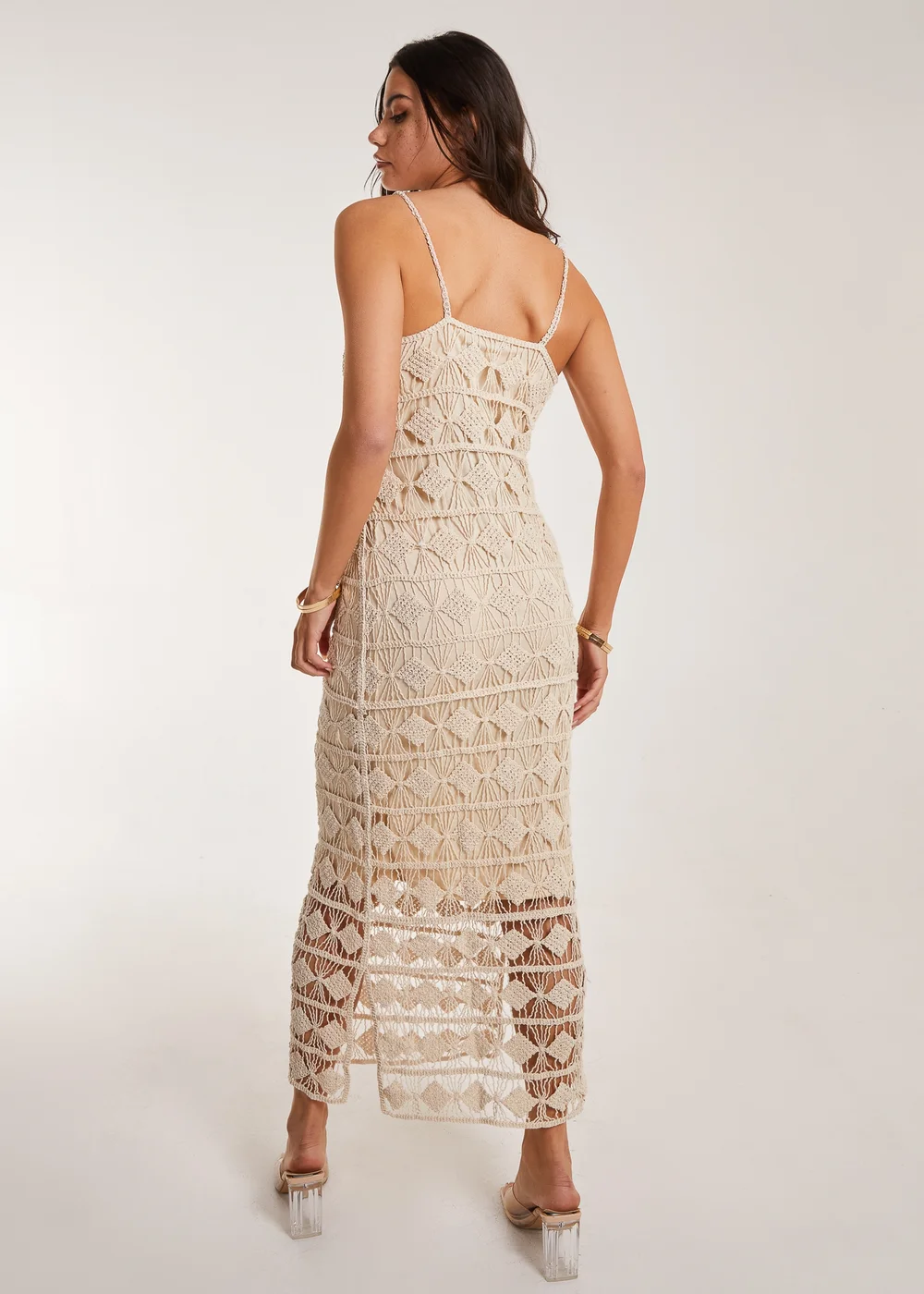 Pink Vanilla Crochet Geo Pattern Maxi Dress - M/L | Matalan Pink Vanilla Crochet Geo Pattern Maxi Dress - M/L | Matalan