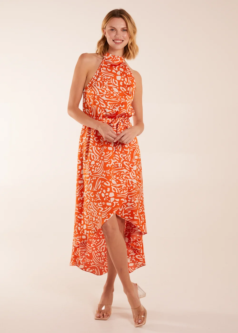 Blue Vanilla Abstract Print Halter Neck Midi Wrap Dress - 8 Image 1