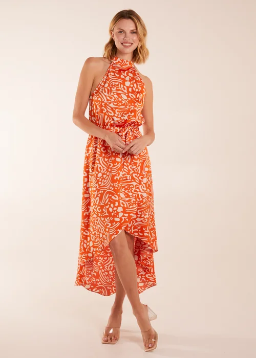 Blue Vanilla Abstract Print Halter Neck Midi Wrap Dress - 8 Image 1