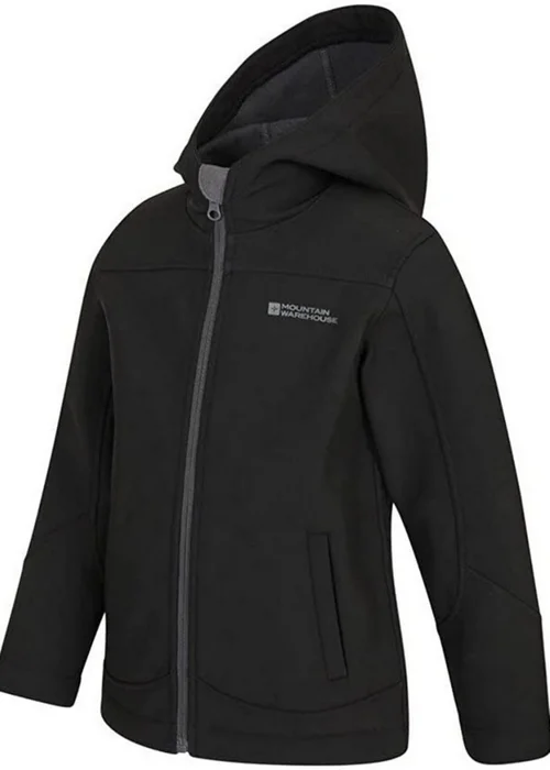 Mountain Warehouse Kids Black Exodus Water Resistant Soft Shell Jacket (3-8yrs) - 3-4 Yrs Image 3