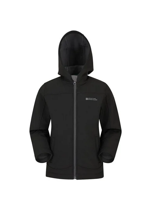 Mountain Warehouse Kids Black Exodus Water Resistant Soft Shell Jacket (3-8yrs) - 3-4 Yrs Image 1