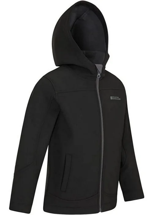 Mountain Warehouse Kids Black Exodus Water Resistant Soft Shell Jacket (3-8yrs) - 3-4 Yrs Image 4