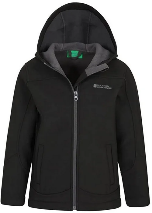 Mountain Warehouse Kids Black Exodus Water Resistant Soft Shell Jacket (3-8yrs) - 3-4 Yrs Image 6