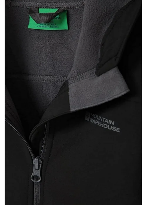 Mountain Warehouse Kids Black Exodus Water Resistant Soft Shell Jacket (3-8yrs) - 3-4 Yrs Image 5