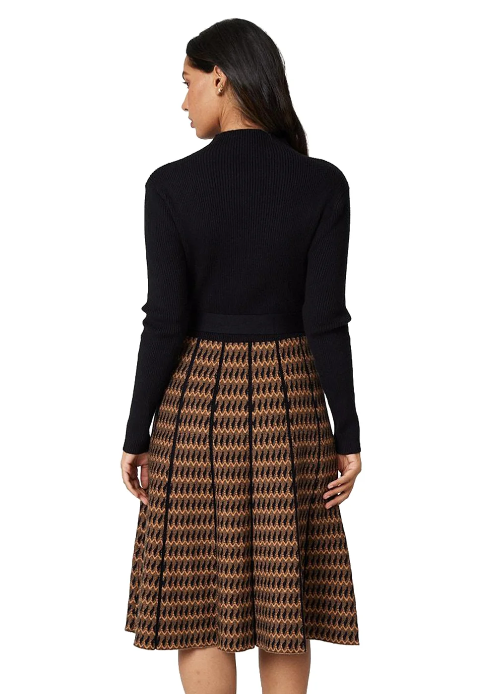 Izabel London Black High Neck Midi Skater Knit Dress - 8 Image 2
