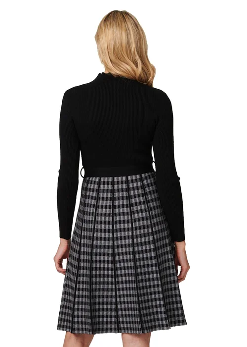 Izabel London Black Checked High Neck Knit Dress - 8 Image 2