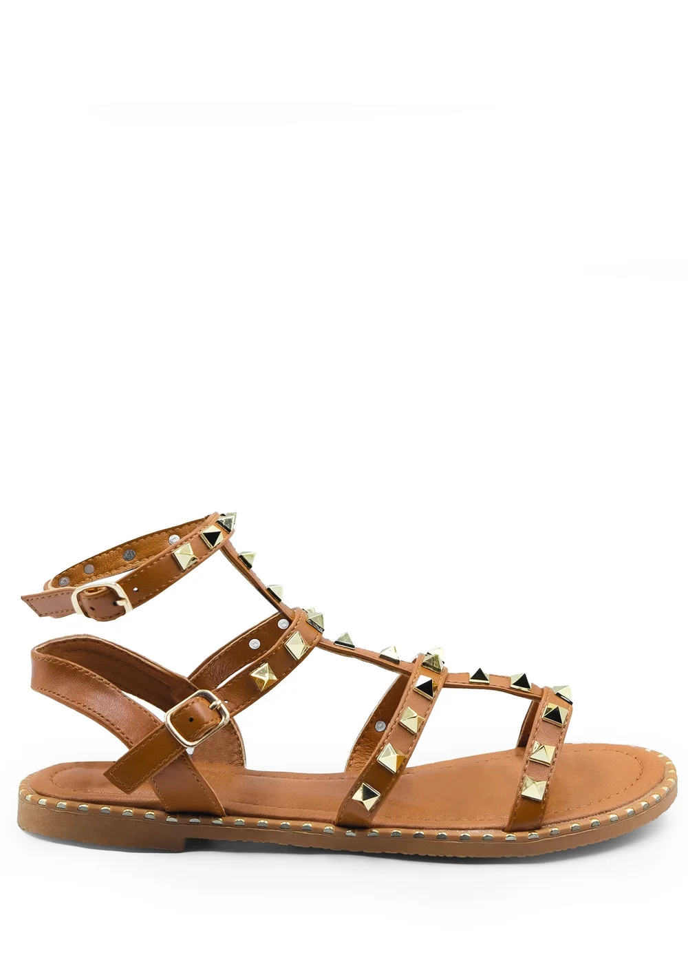Where's That From Tan Pu Natalia Studded Gladiator Sandals - 3 Image 1