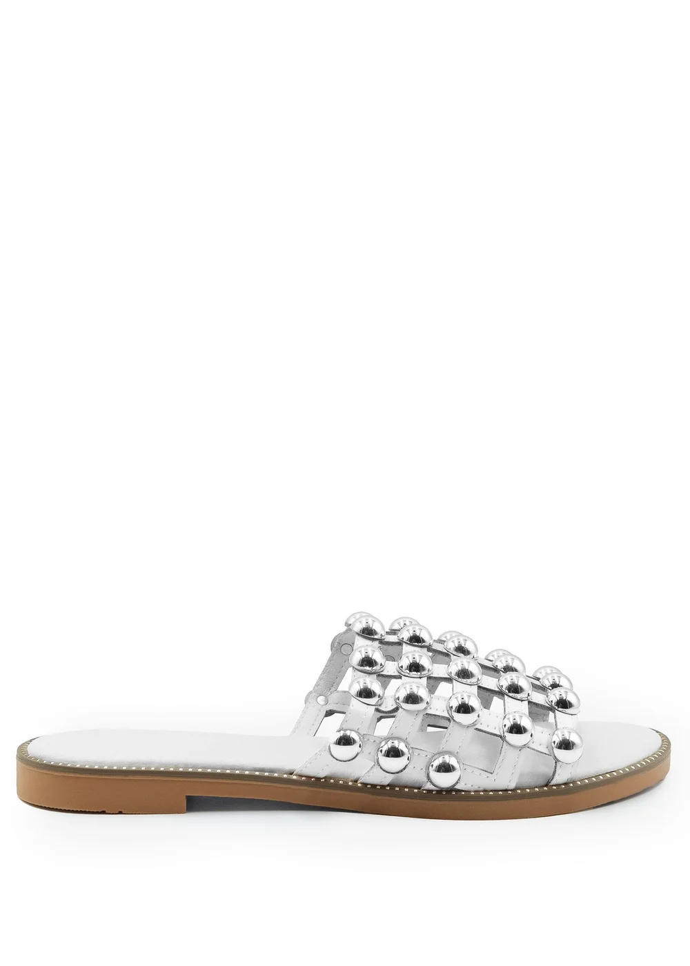 Where's That From White Pu Kelly Sliders With Studded Detailing - Size 5 Image 2