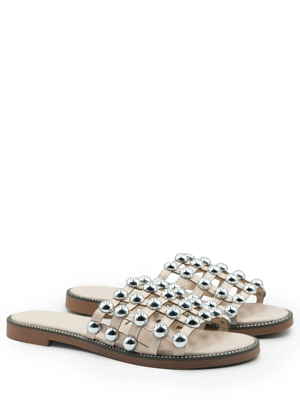Where's That From Nude Pu Kelly Sliders With Studded Detailing - 3 Image 1