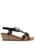 Where's That From Black Pu Cevedo Low Wedge Heeled Sandals - Size 4 Image 1
