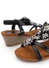 Where's That From Black Pu Cevedo Low Wedge Heeled Sandals - Size 4 Image 2