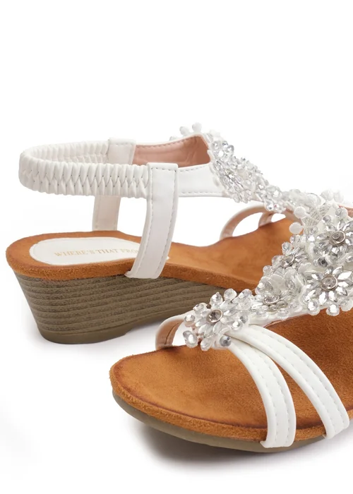 Where's That From White Pu Cevedo Low Wedge Heeled Sandals - 8 Image 2