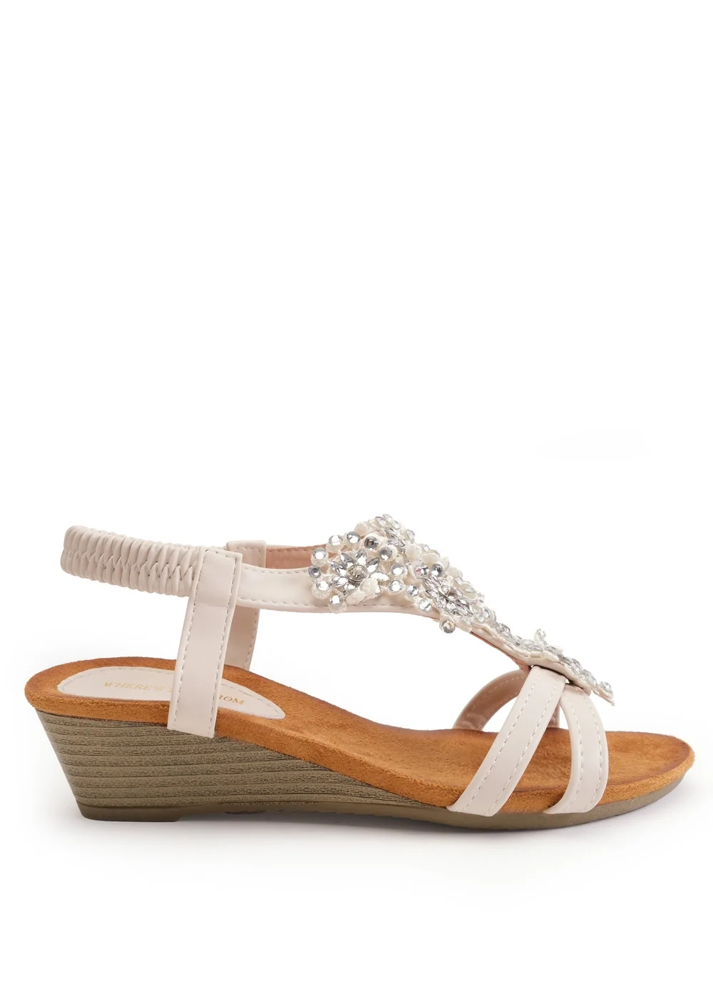 Where's That From Nude Pu Cevedo Low Wedge Heeled Sandals - 3 Image 1