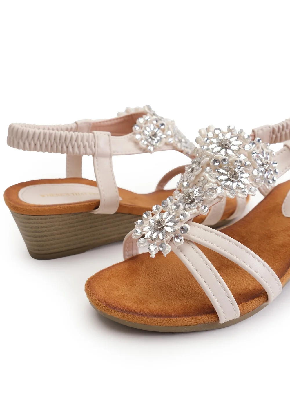 Where's That From Nude Pu Cevedo Low Wedge Heeled Sandals - 3 Image 2