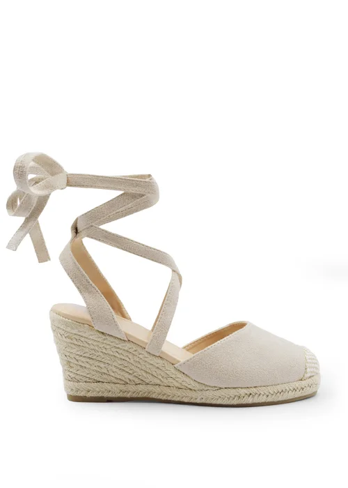 Where's That From Cream Suede Juniper Low Wedge Espadrille Sandals - 3 Image 1