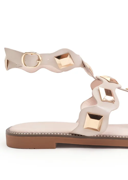 Where's That From Nude Pu Sharyn Toe Post Sandals - 8 Image 2