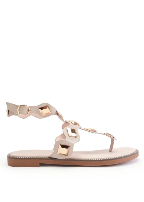 Where's That From Nude Pu Sharyn Toe Post Sandals - 8 Image 1