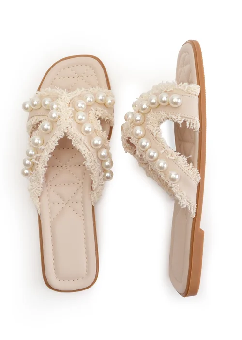 Where's That From Nude Pu Vivienne Sandal With Pearl Detail - 3 Image 2